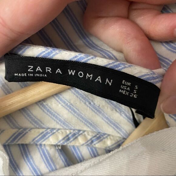 Zara Woman Boho lace & stripe‎ bell sleeve blouse top - Picture 8 of 8